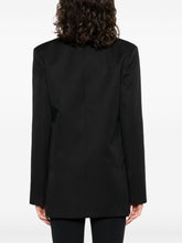 Off White Virgin Wool Embroidered Cuff Blazer Black