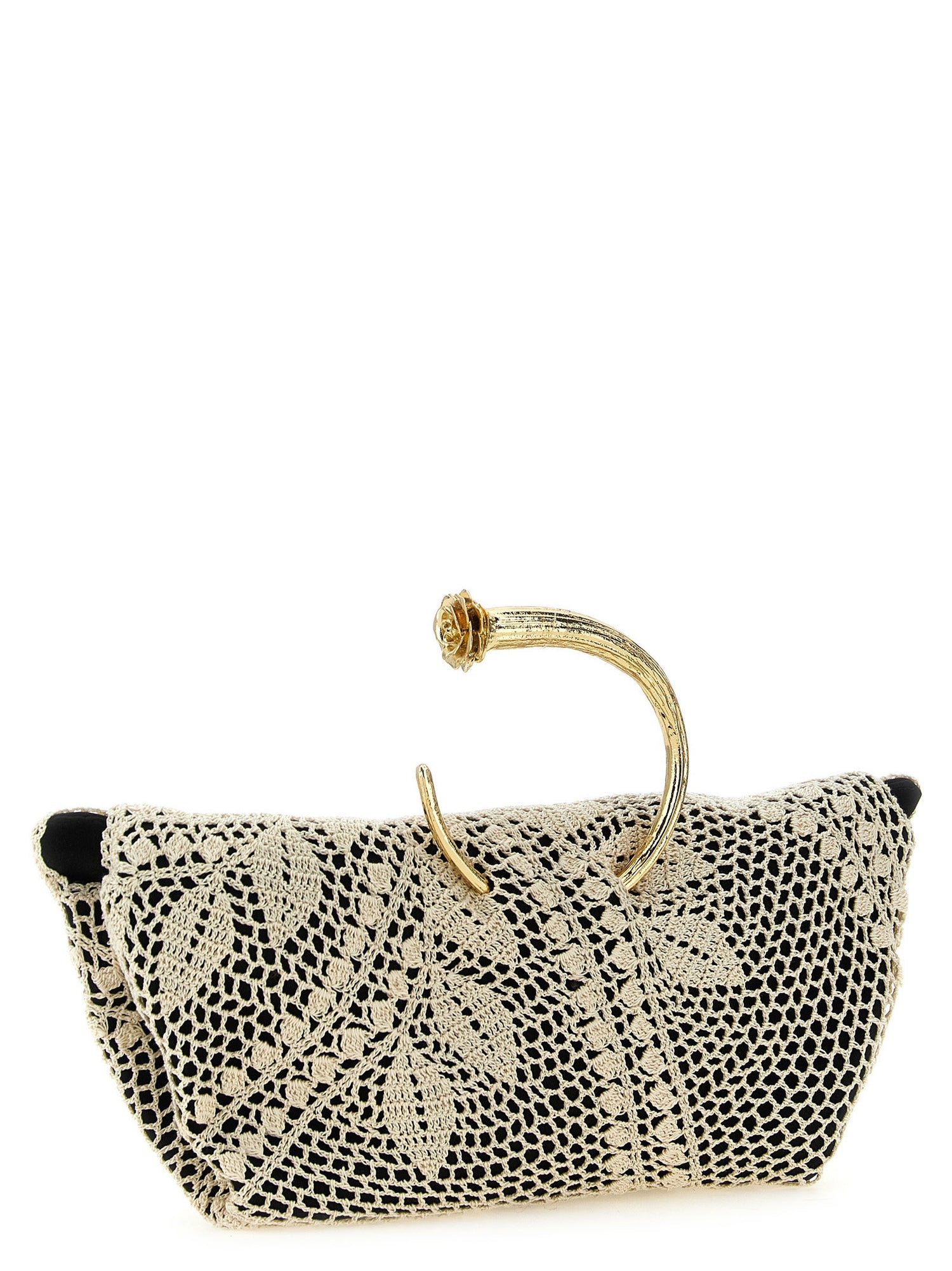 Magda Butrym Crochet Clutch White/black