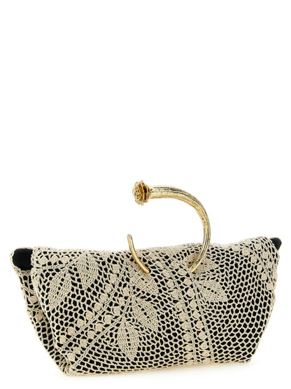 Magda Butrym Crochet Clutch White/black