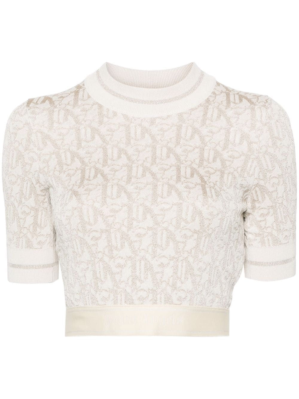 haut court en tricot jacquard monogramme