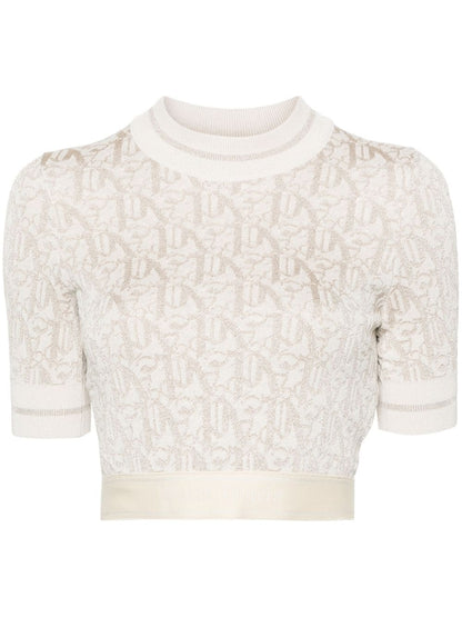 monogram-jacquard knitted crop top