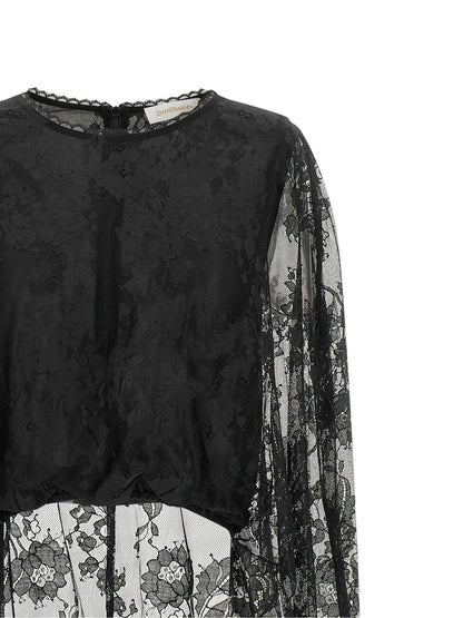 Zimmermann Valiant Lace Caped Top Top Black  