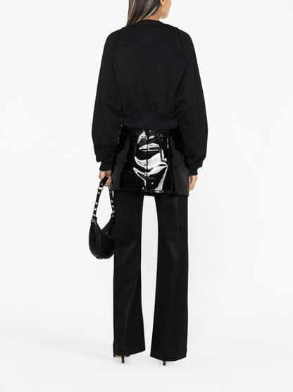 Off White Cropped Sweatshirt Black