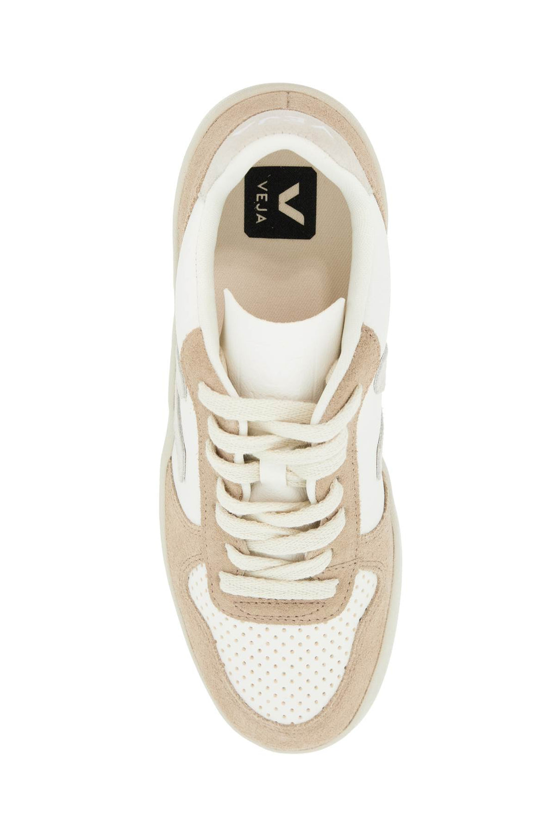 V-10 Mixed Leather Low-top Sneakers Beige