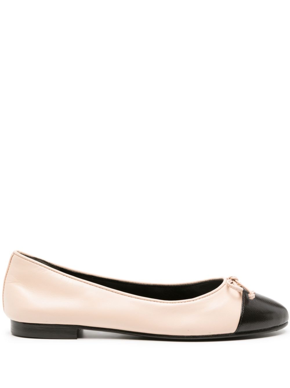 Tory Burch Double-T Pink &amp; Black Ballerinas Powder