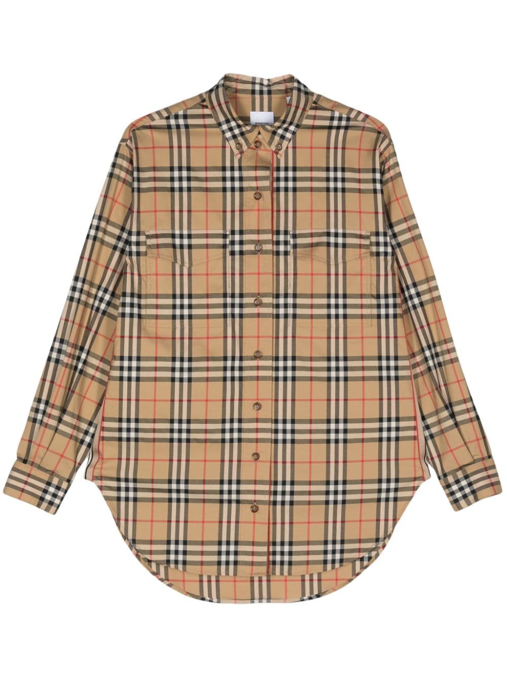 Burberry Vintage Check Stretch-Cotton Shirt Beige