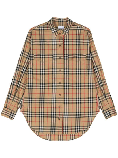 Burberry Vintage Check Stretch-Cotton Shirt Beige