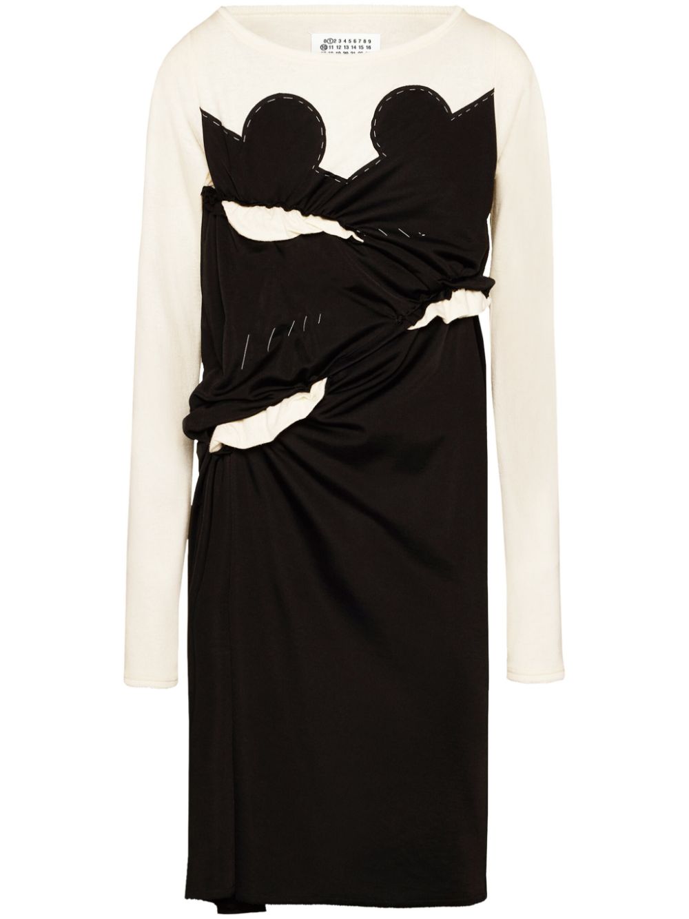 Maison Margiela Ruched Panelled Mid-Length Jersey Dress White White