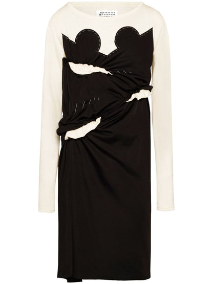 Maison Margiela Ruched Panelled Mid-Length Jersey Dress White White