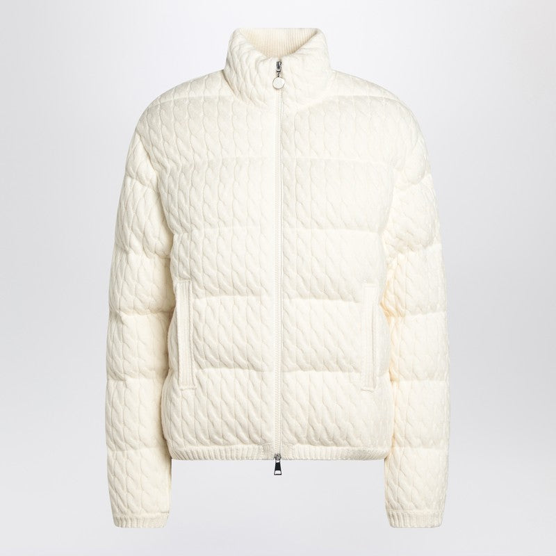 Moncler White Cotton-Blend Down Puffer Jacket with Braided Details White