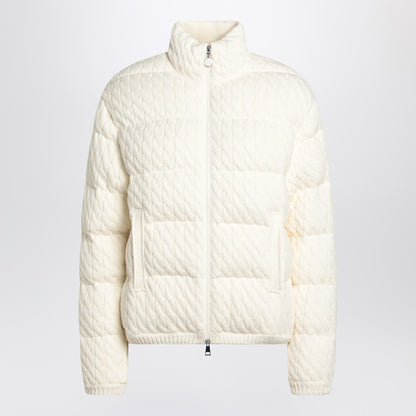 Moncler White Cotton-Blend Down Puffer Jacket with Braided Details White
