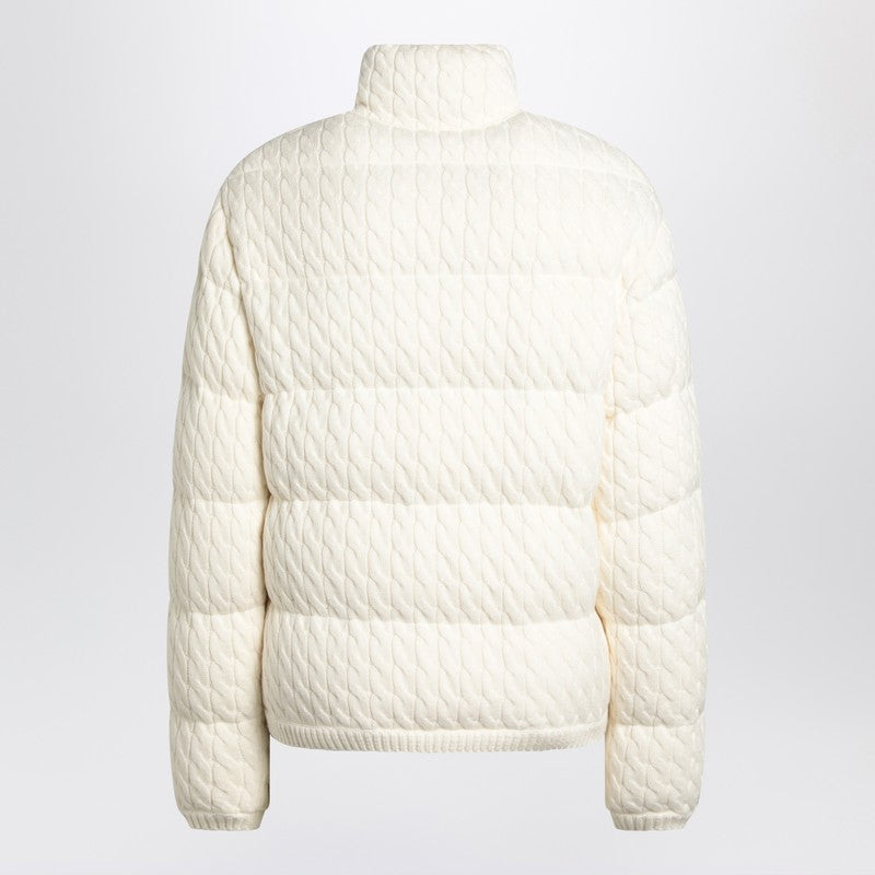 Moncler White Cotton-Blend Down Puffer Jacket with Braided Details White