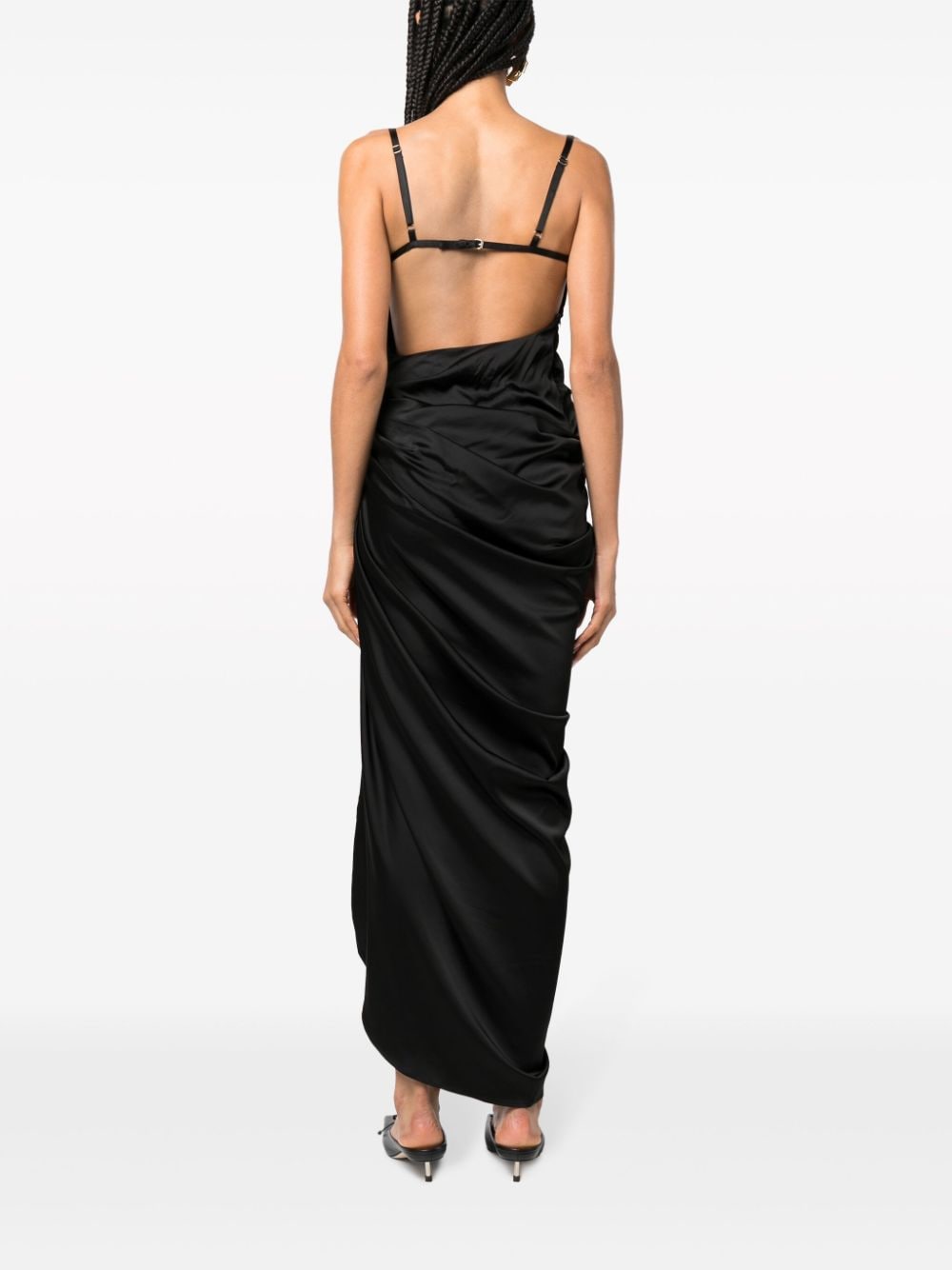 JACQUEMUS La Saudade Floral-Embroidered Tulle-Panel Minidress Black Black