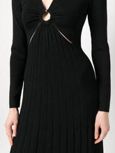 MMK Maxi Pleated Dress With Ring And Cut-out Detail Black