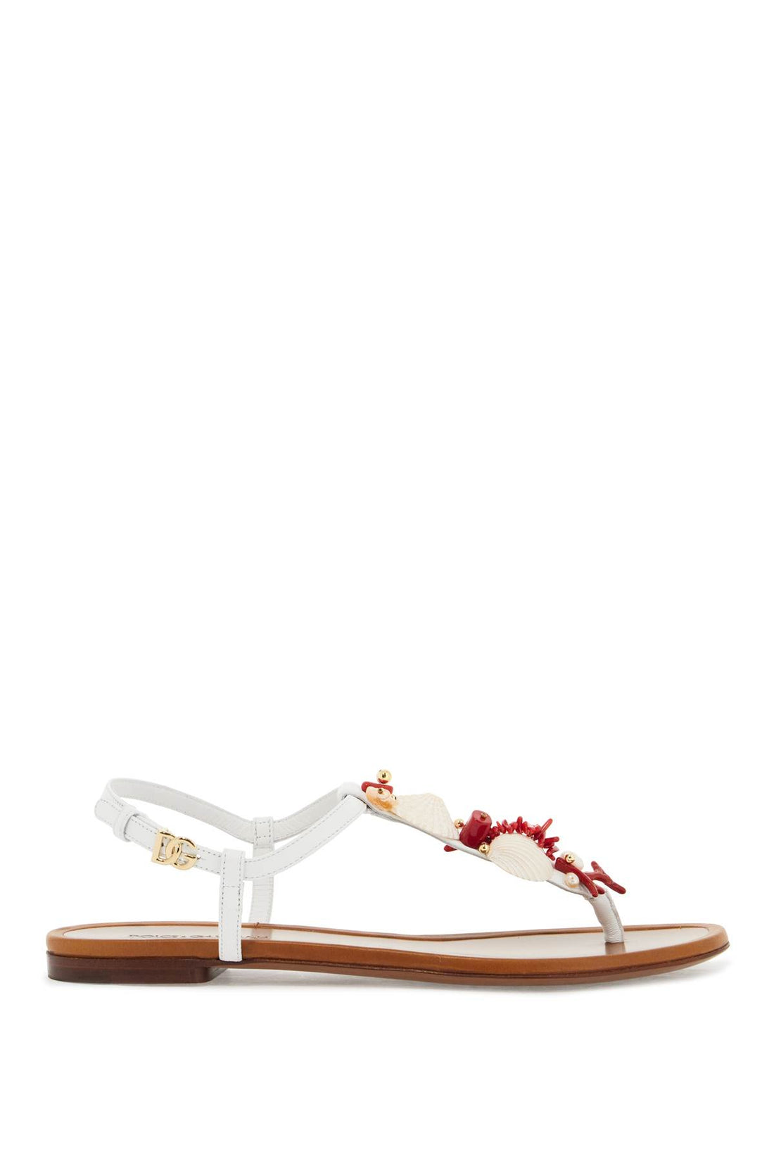 Tongs D&amp;amp;G en cuir nappa avec corail