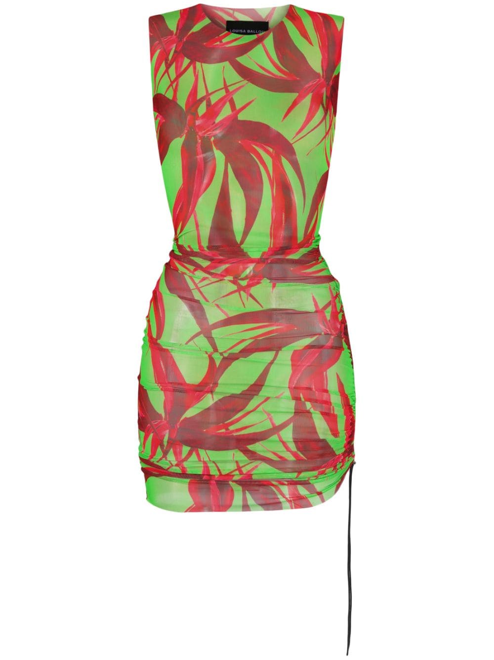 Louisa Ballou Heatwave Ruched Graphic-Print Mini Dress Green