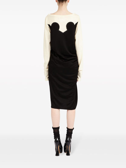 Maison Margiela Ruched Panelled Mid-Length Jersey Dress White White