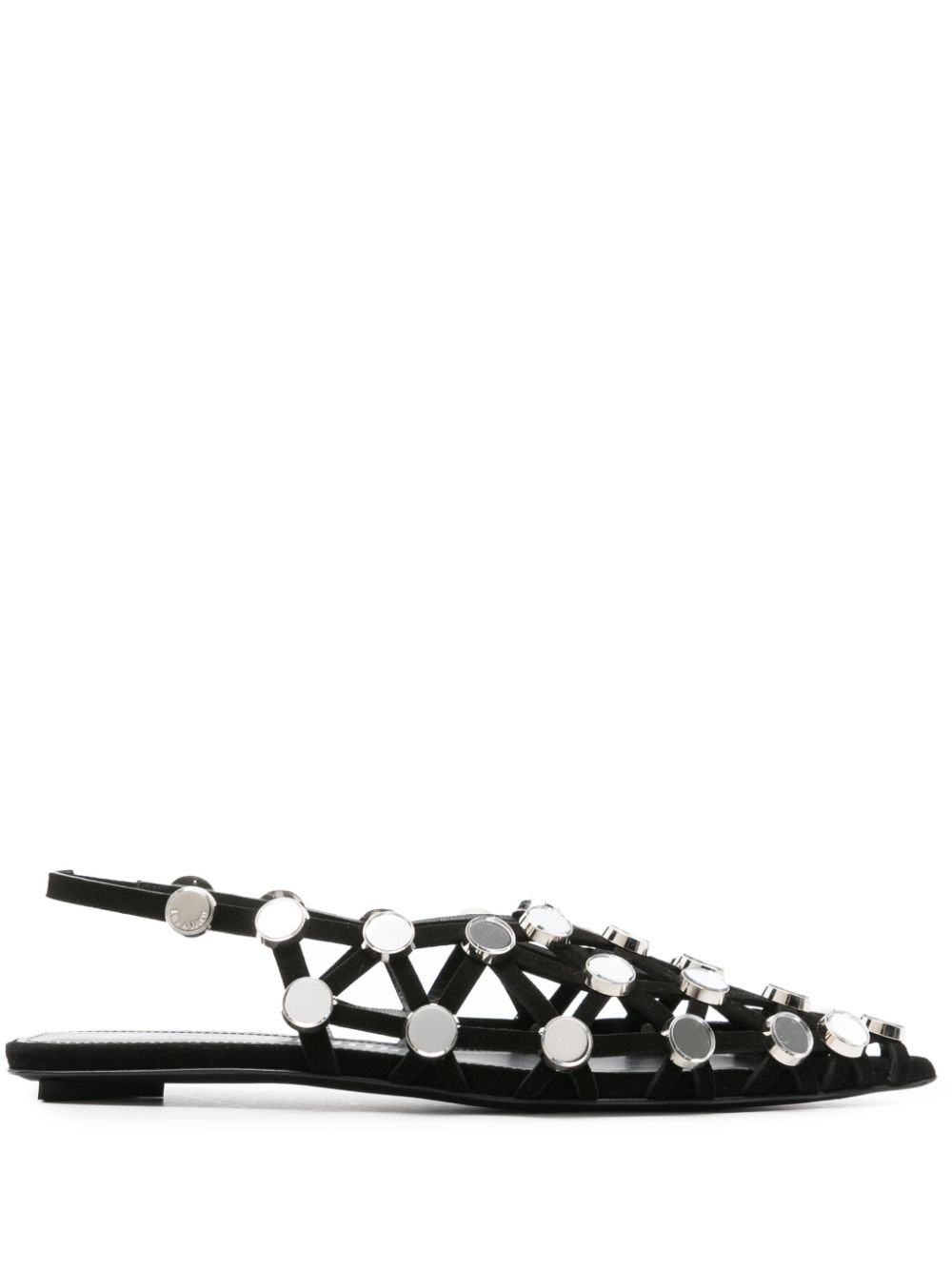 The Attico Rhinestone-Embellished Flat Slingback Black