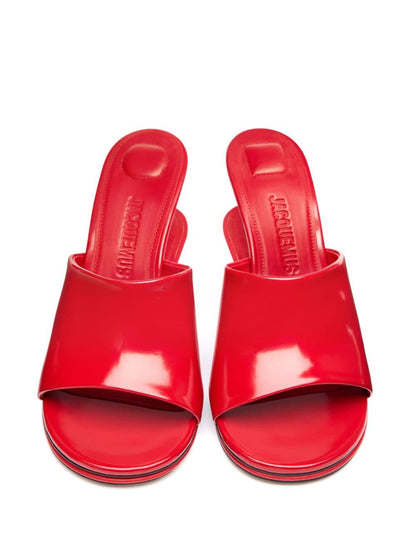 JACQUEMUS Les Doubles Leather Mules Red