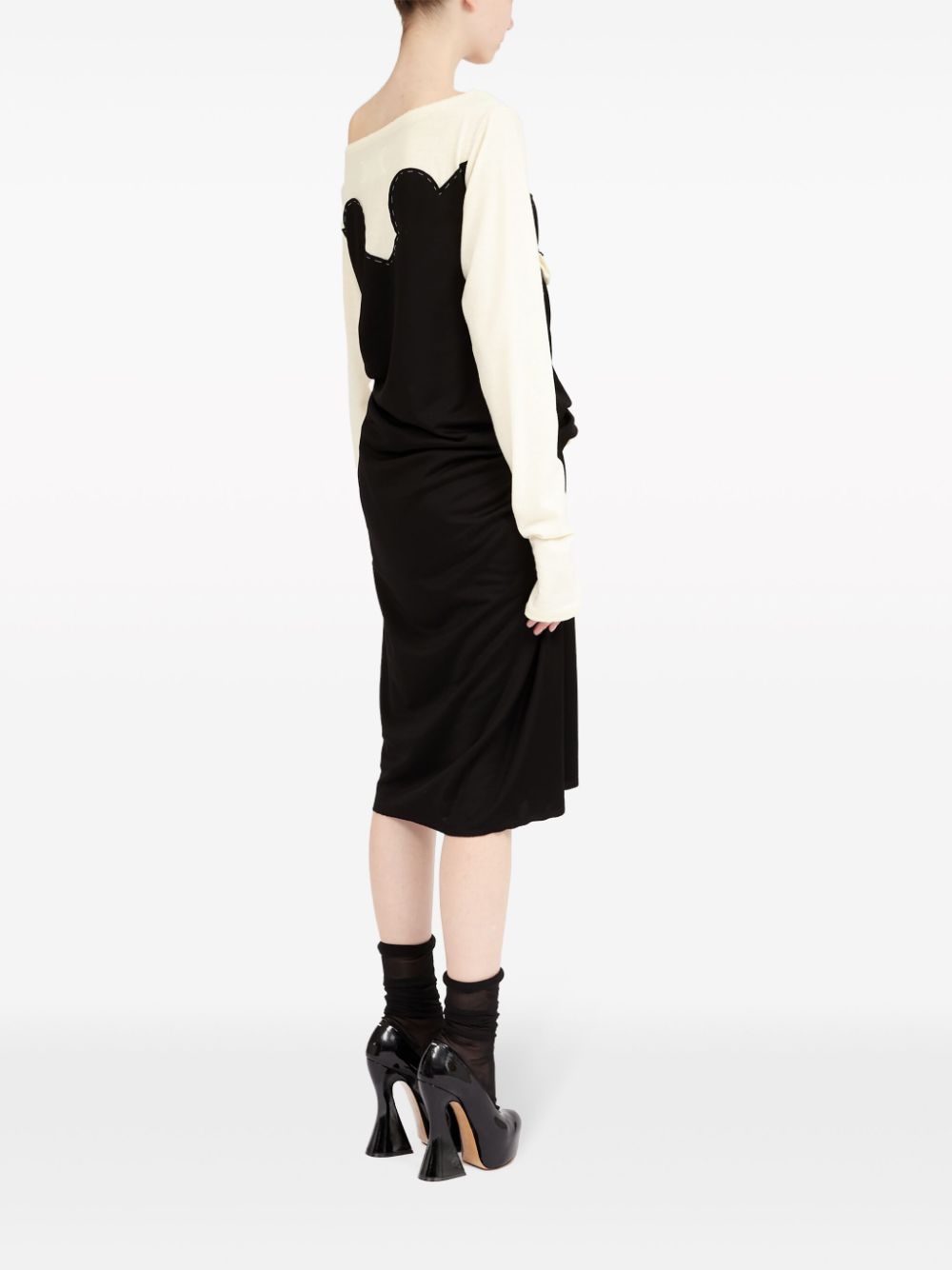 Maison Margiela Ruched Panelled Mid-Length Jersey Dress White White