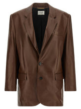 Saint Laurent Leather Blazer Brown