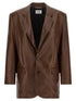 Saint Laurent Leather Blazer Brown