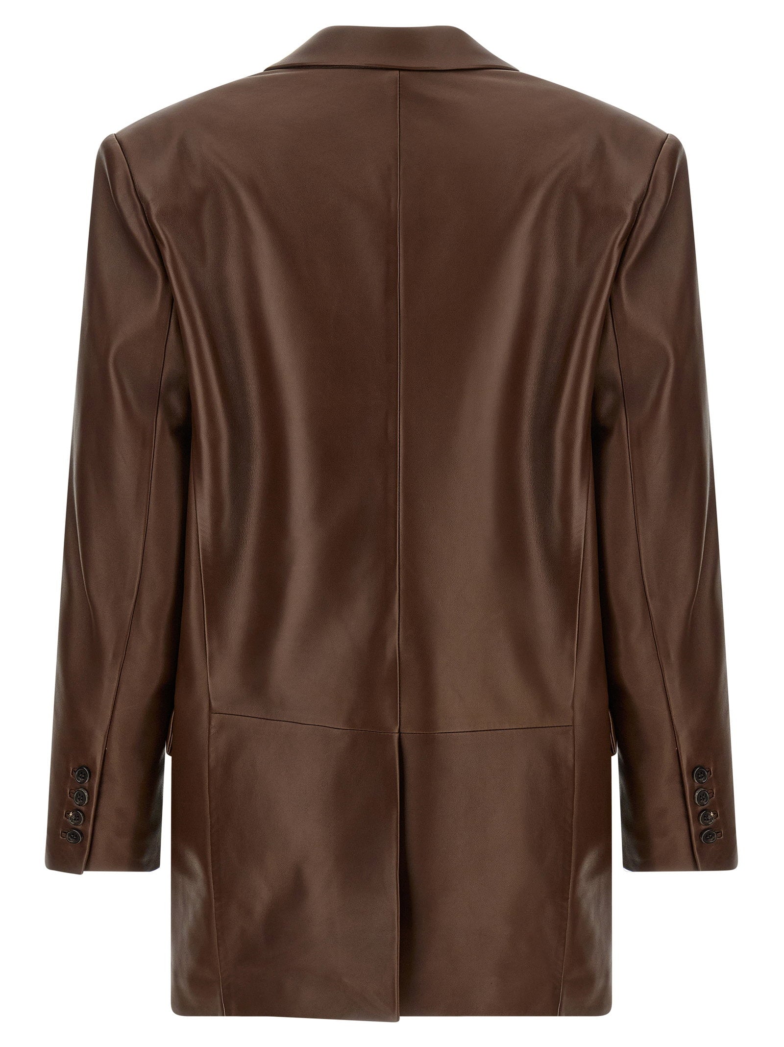 Saint Laurent Leather Blazer Brown