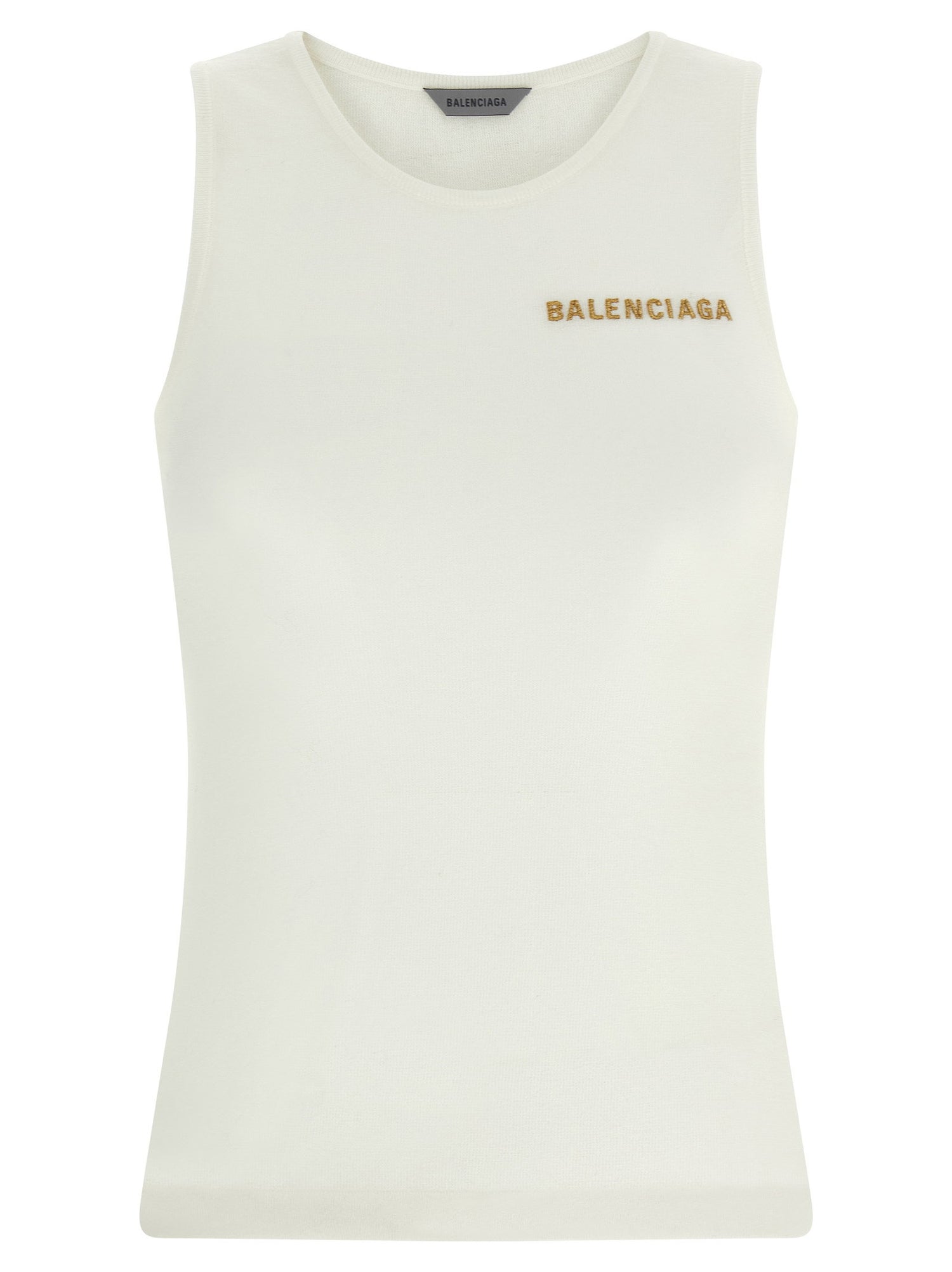 Balenciaga Logo Embroidery Tank Top White