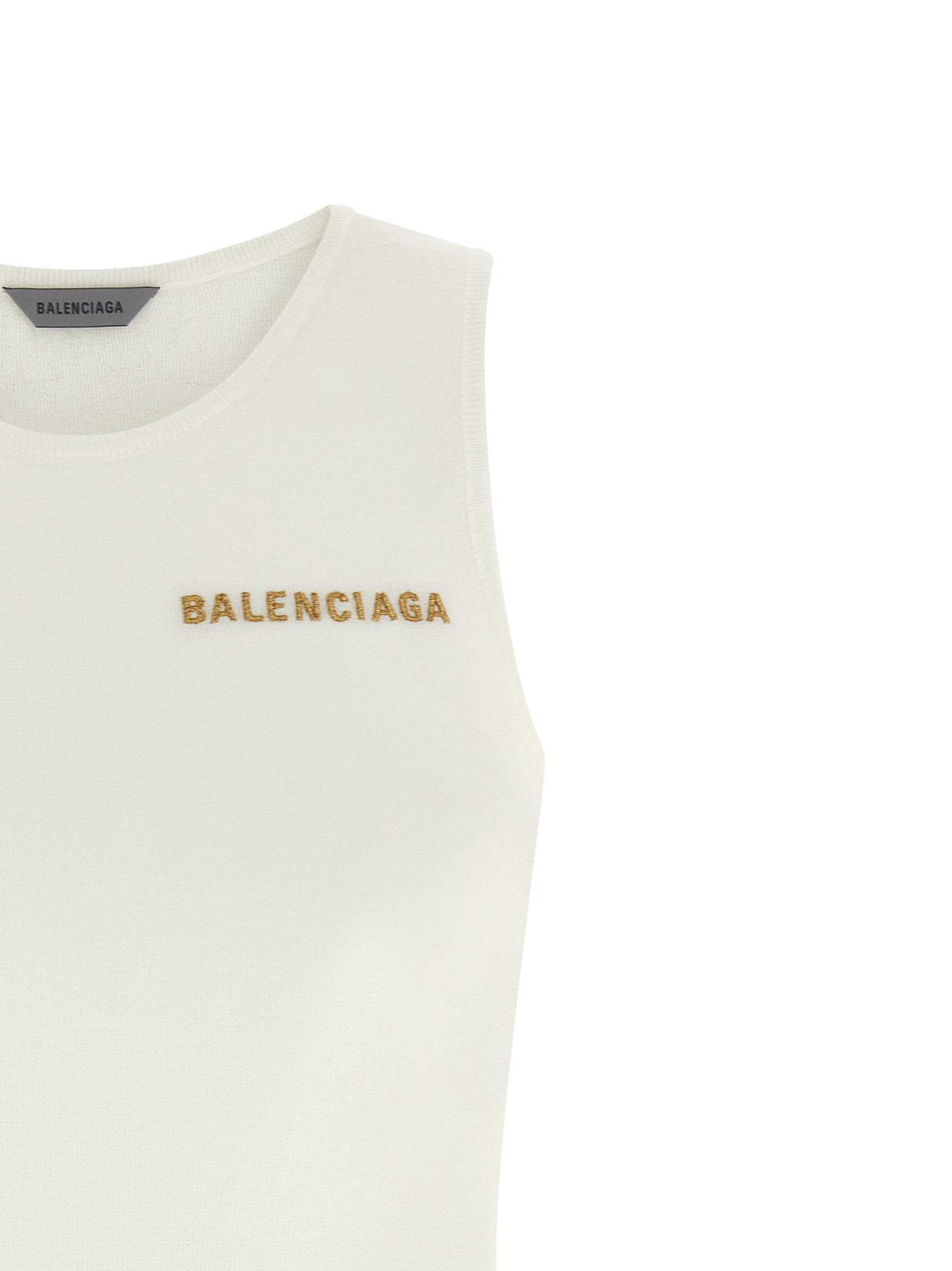 Balenciaga Logo Embroidery Tank Top White