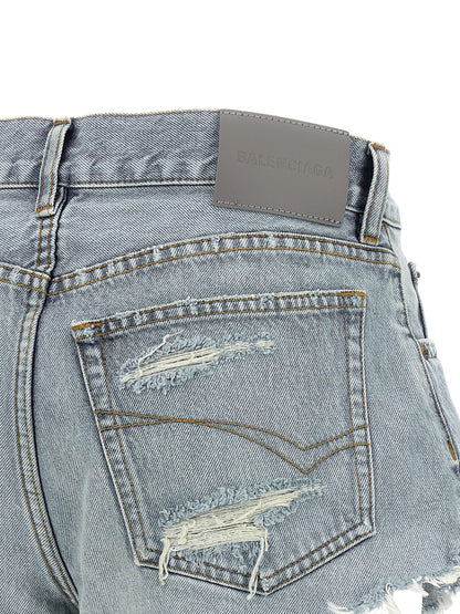 Balenciaga Denim Shorts Light Blue