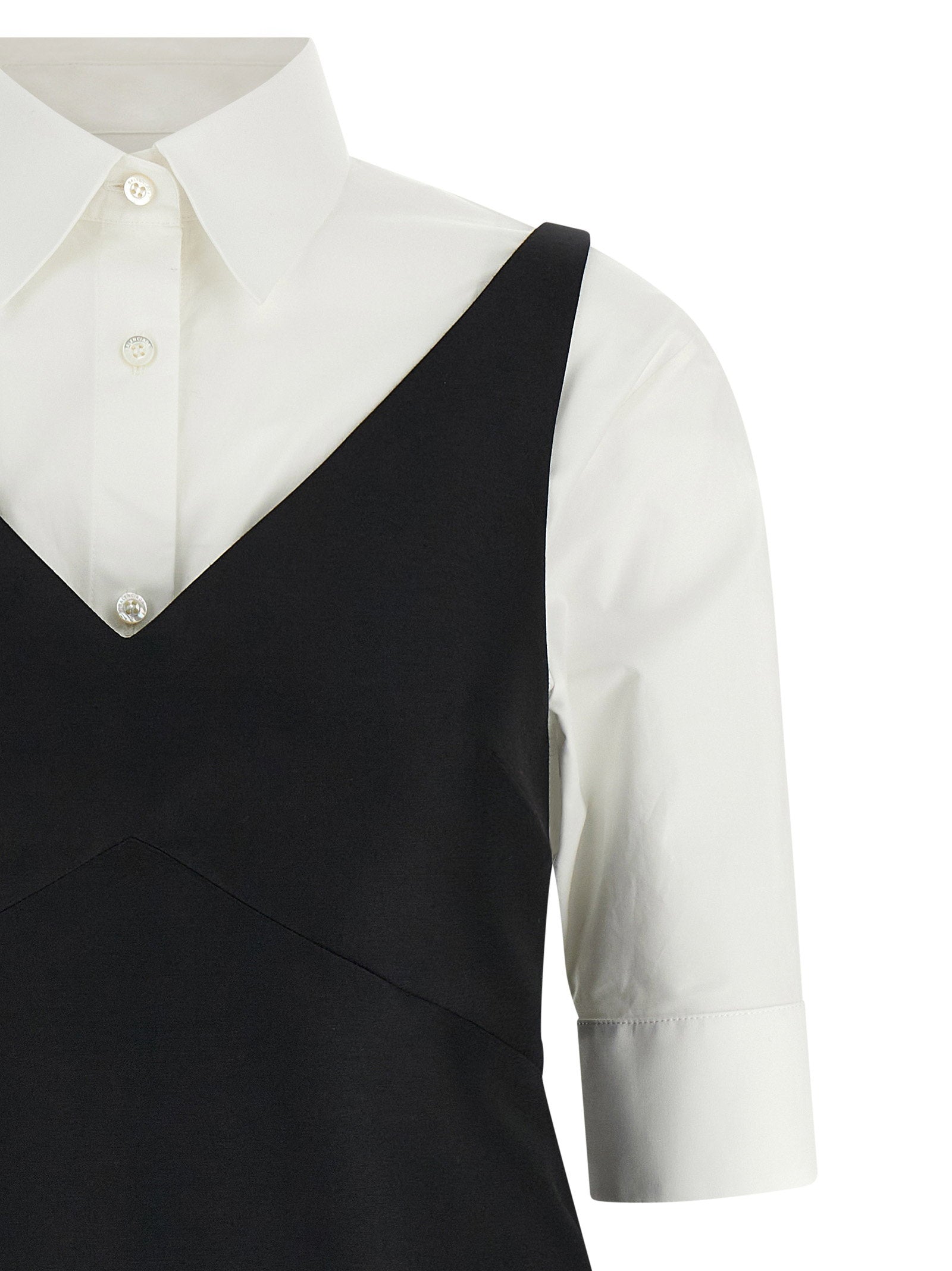 Balenciaga Chemisier Ibrido Dress White/Black