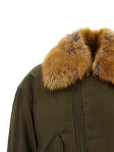 Saint Laurent Removable Shearling Neck Bomber Jacket Green