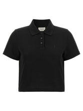 Saint Laurent Cassandre Crop Polo Shirt Black
