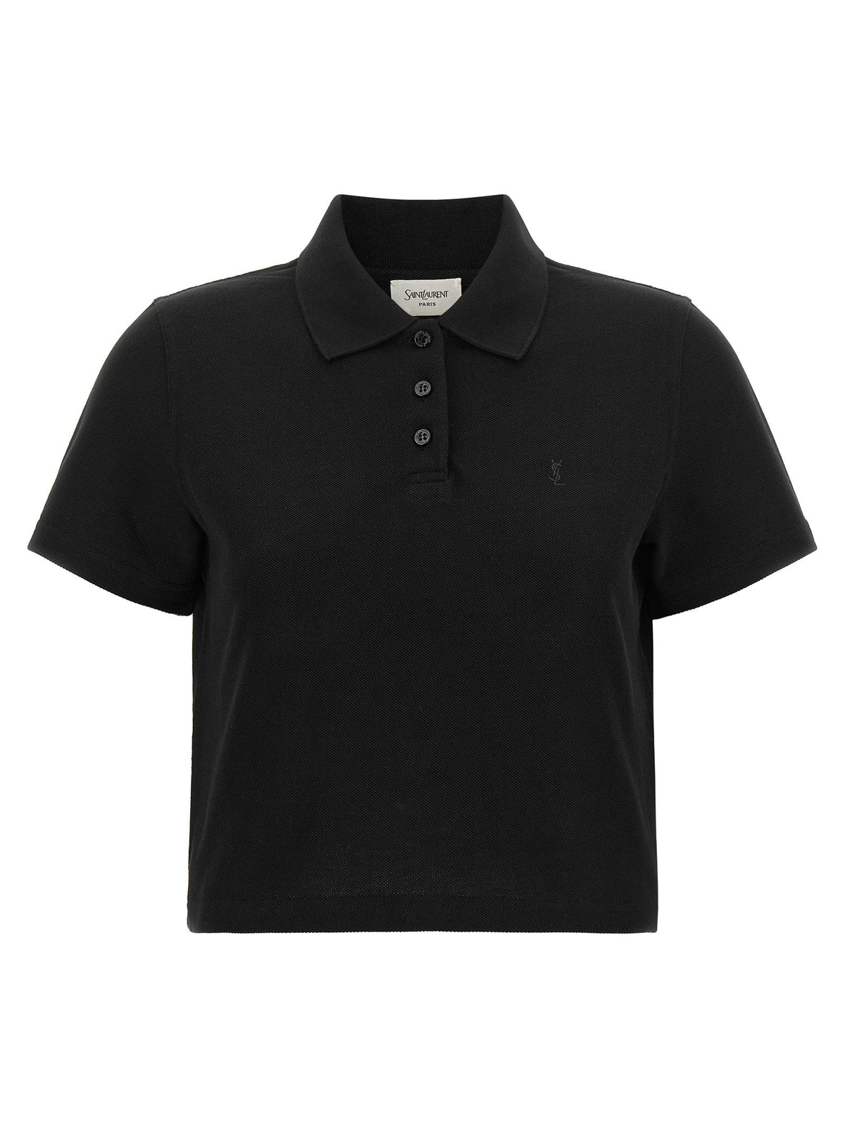 Saint Laurent Cassandre Crop Polo Shirt Black