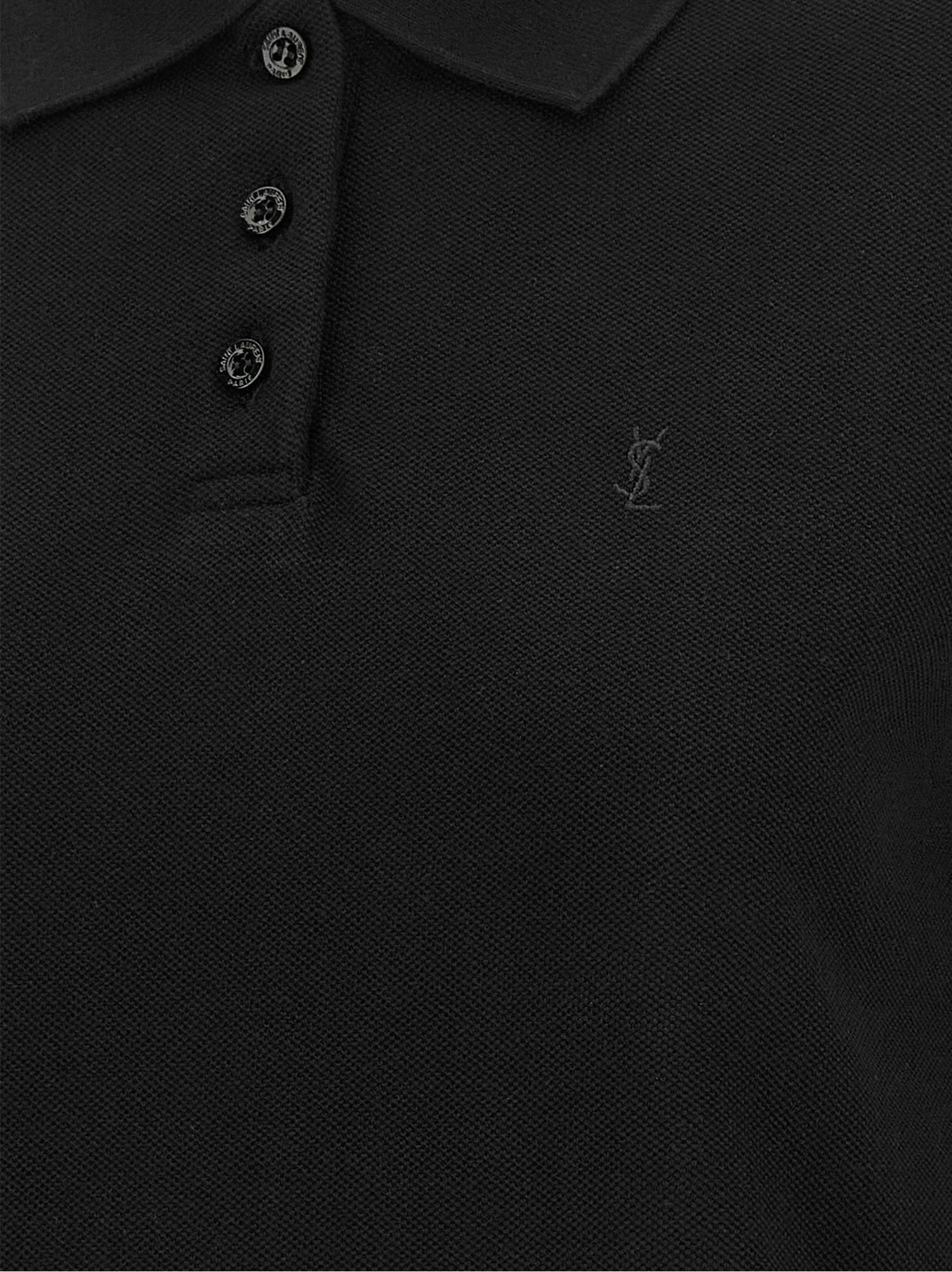 Saint Laurent Cassandre Crop Polo Shirt Black