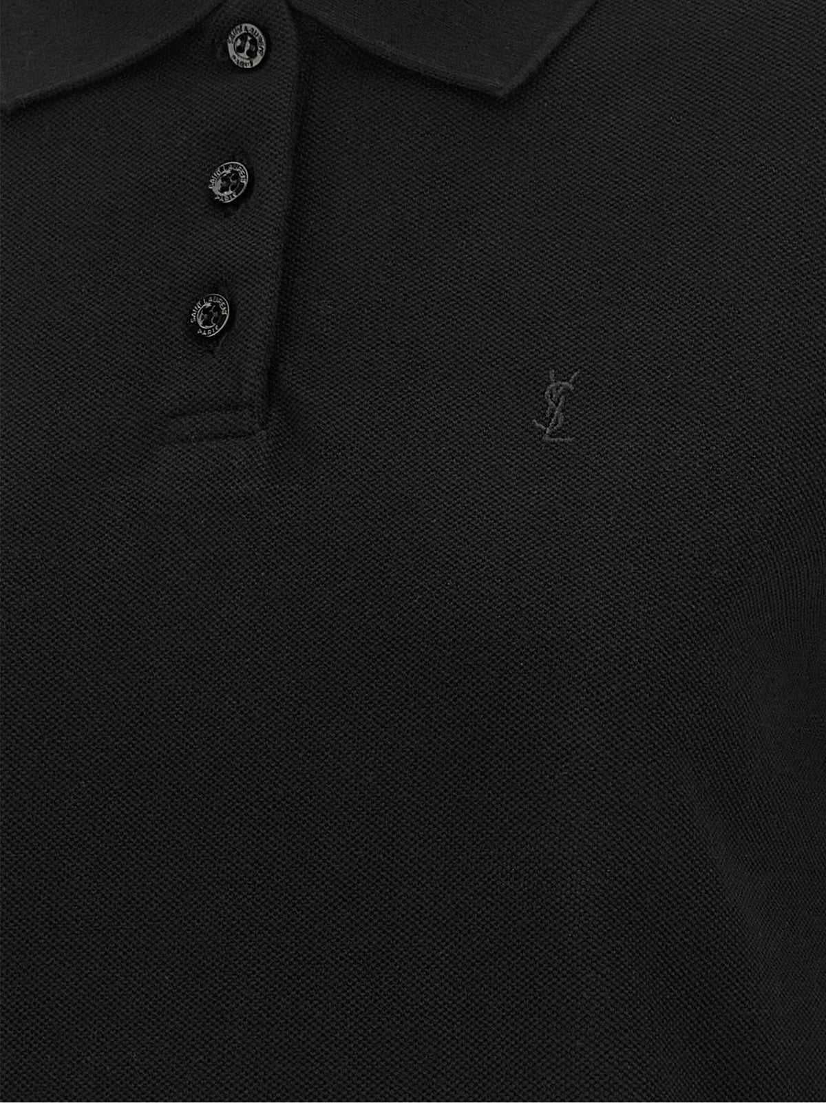 Saint Laurent Cassandre Crop Polo Shirt Black