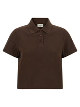 Saint Laurent Cassandre Crop Polo Shirt Brown