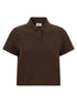 Saint Laurent Cassandre Crop Polo Shirt Brown