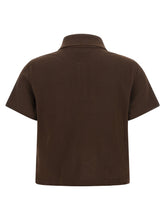 Saint Laurent Cassandre Crop Polo Shirt Brown