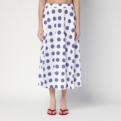 Moschino Flared White Polka Dot Cotton Skirt White