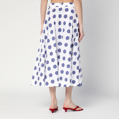Moschino Flared White Polka Dot Cotton Skirt White