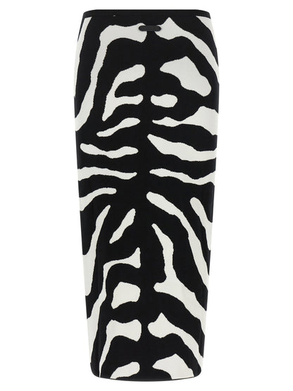 Moschino Zebra Intarsia Skirt White/Black