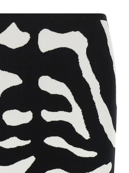 Moschino Zebra Intarsia Skirt White/Black