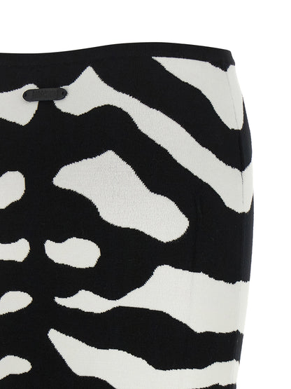 Moschino Zebra Intarsia Skirt White/Black