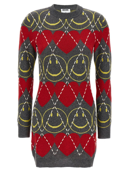Moschino Smiley® Wool Dress Multicolor