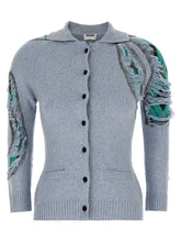 Moschino Distressed Argyle Cardigan Light blue