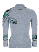 Moschino Distressed Argyle Cardigan Light blue