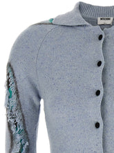 Moschino Distressed Argyle Cardigan Light blue
