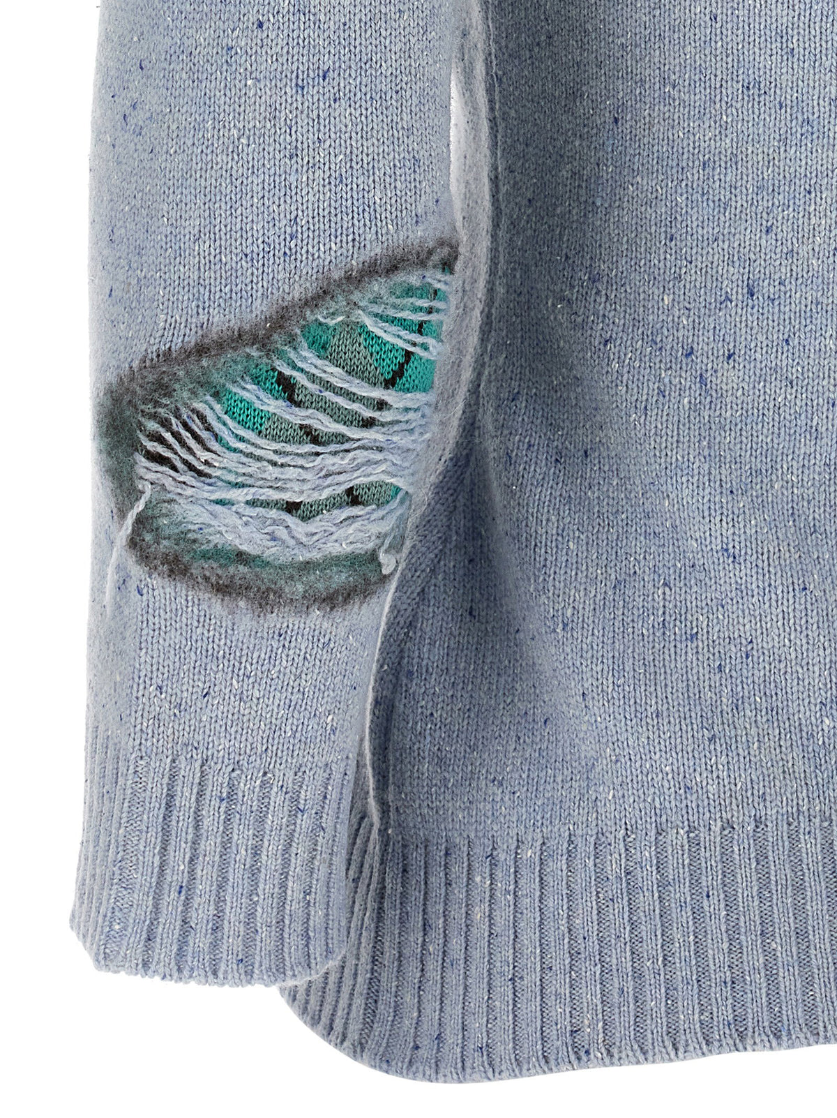 Moschino Distressed Argyle Cardigan Light blue