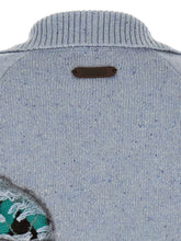 Moschino Distressed Argyle Cardigan Light blue
